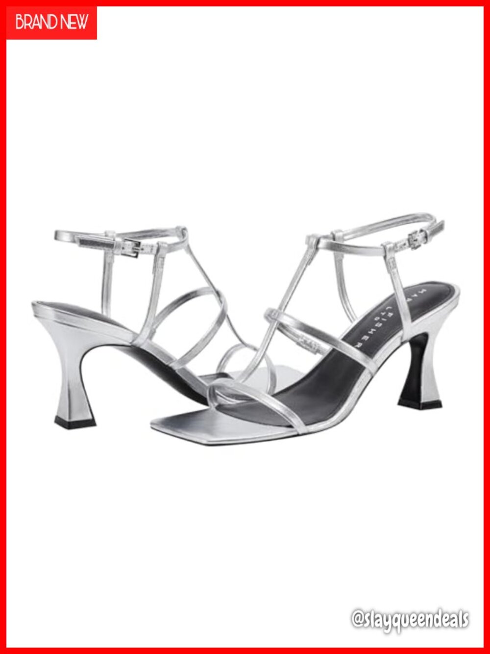 Marc Fisher Dennie Leather Heeled Sandal Stiletto Square Toe Ankle Strap